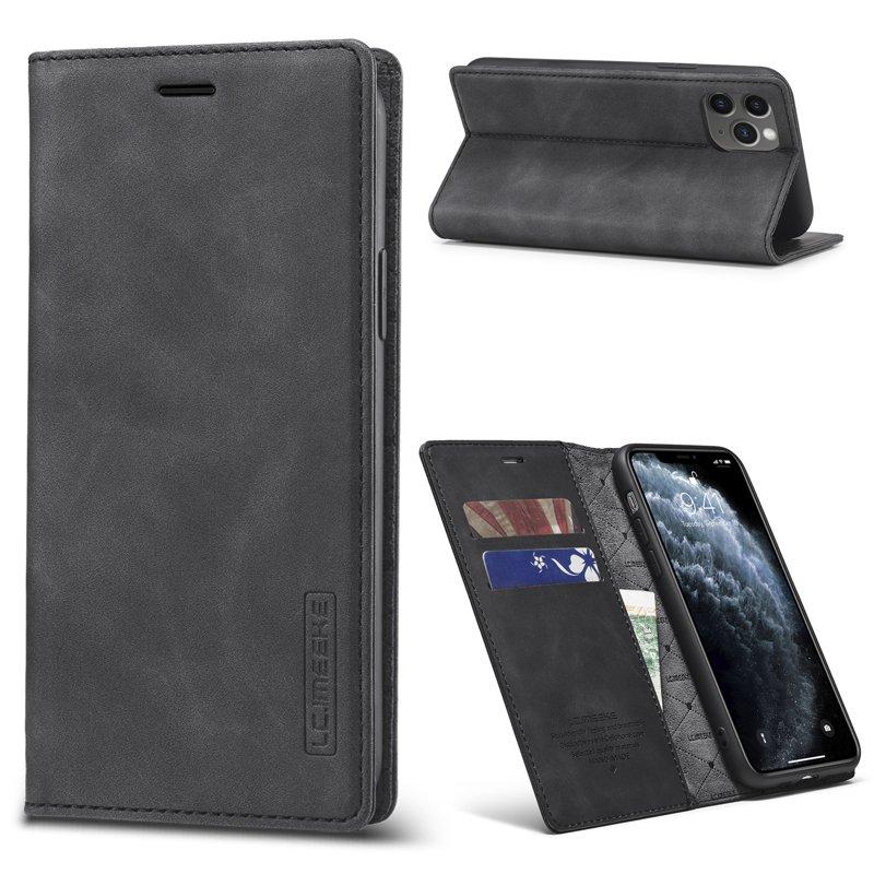 LC.IMEEKE Plånboksfodral för iPhone 11 - Starkt Magnetiskt Konstläder - Svart