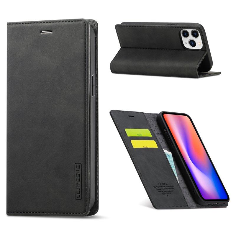 LC.IMEEKE Mobilskal till iPhone 12 Pro Max KonstLäder - Svart