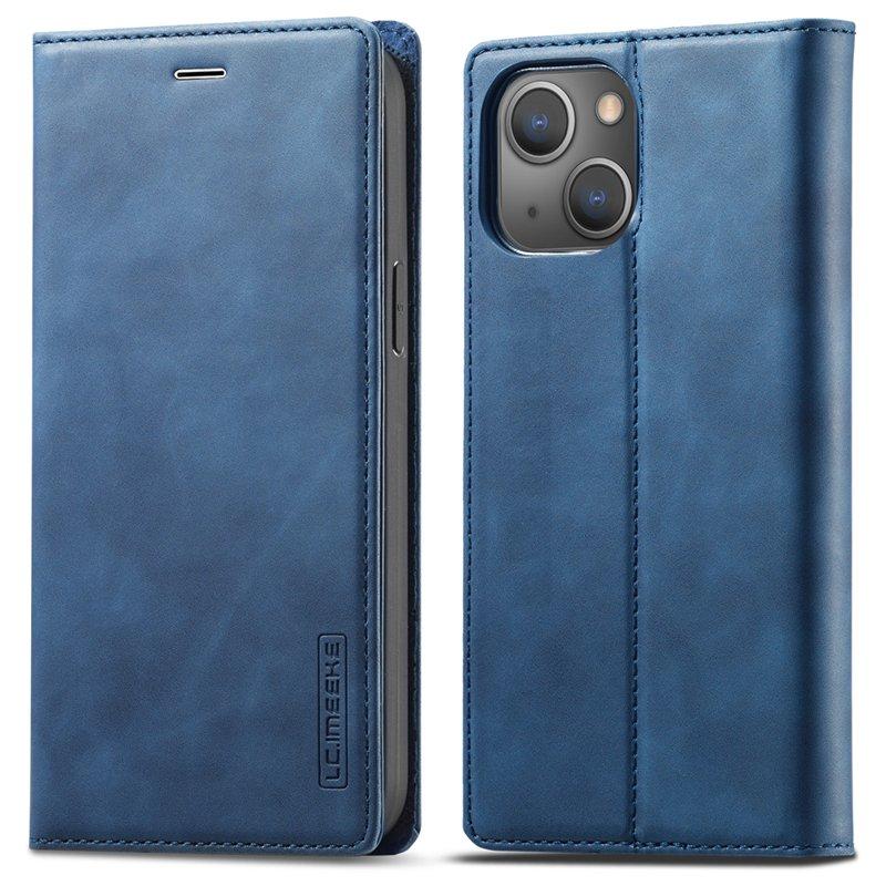 LC.IMEEKE iPhone 13 Plånboksfodral Konstläder - All-round Skydd - Blå
