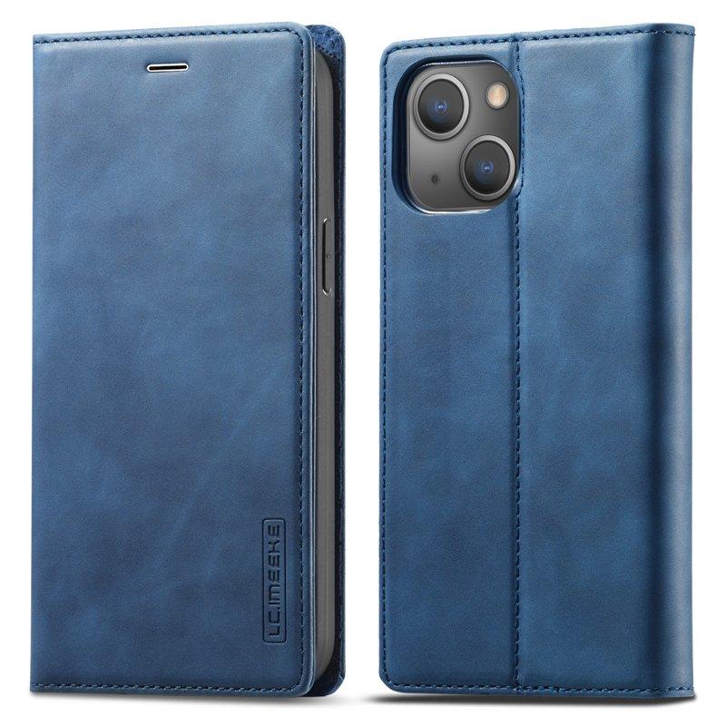 LC.IMEEKE iPhone 15 Plus Plånboksfodral Konstläder- Blå