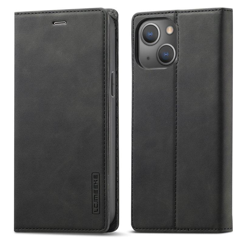 LC.IMEEKE iPhone 15 Plus Plånboksfodral Konstläder- Svart