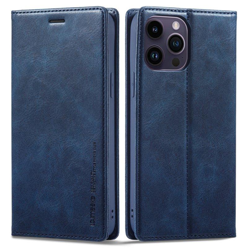 LC.IMEEKE iPhone 15 Pro Fodral KonstLäder - Blå