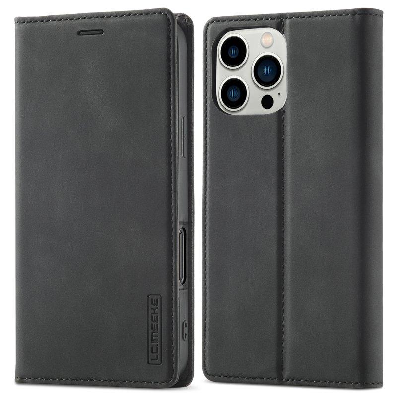 LC.IMEEKE iPhone 16 Pro Max Plånboksfodral Konstläder- Svart