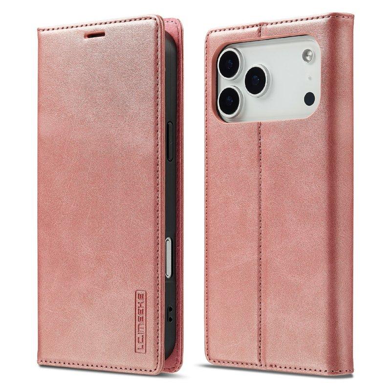 LC.IMEEKE iPhone 17 Pro Max Plånboksfodral Konstläder- Roséguld