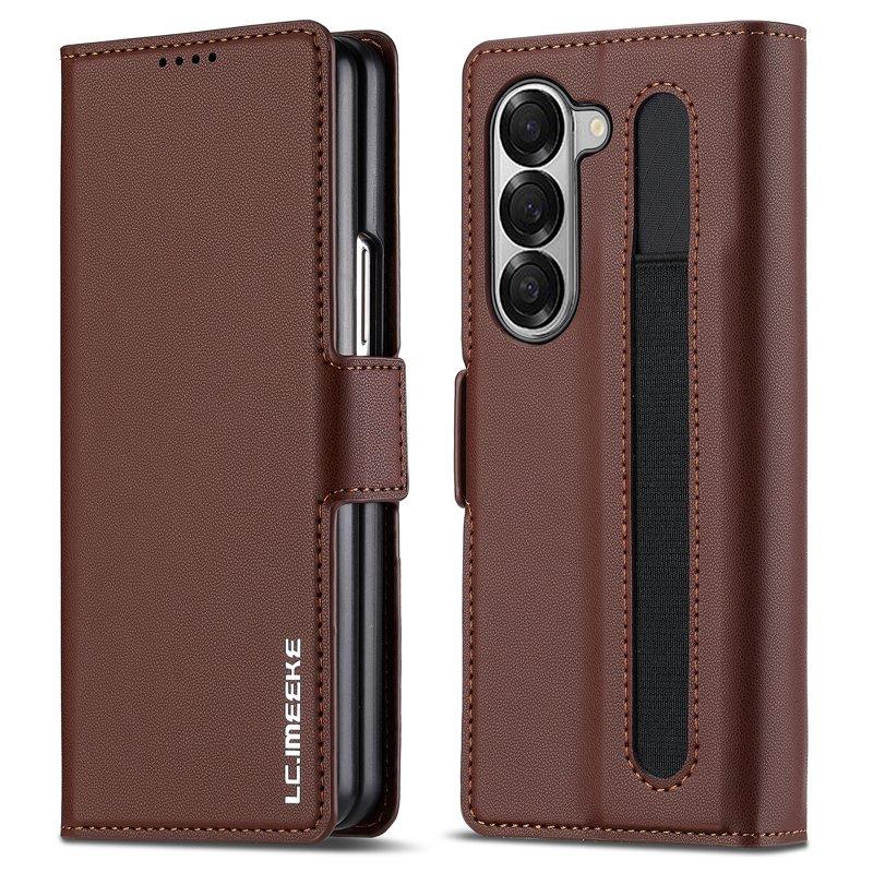 LC.IMEEKE L1 Samsung Galaxy Z Fold6 Plånboksfodral Konstläder - Brun