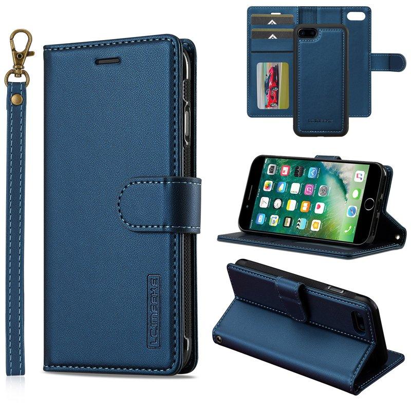 LC.IMEEKE L2 Plånboksfodral för iPhone SE 2022/2020/8/7 - Konstläder - Blå