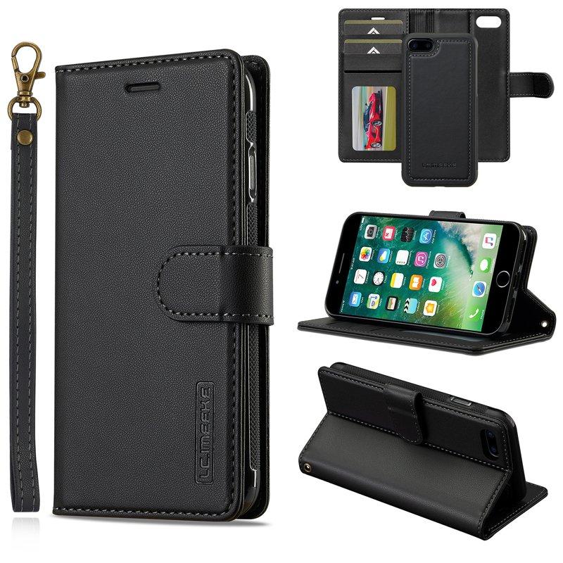 LC.IMEEKE L2 Plånboksfodral för iPhone SE (2022) - Konstläder - Svart