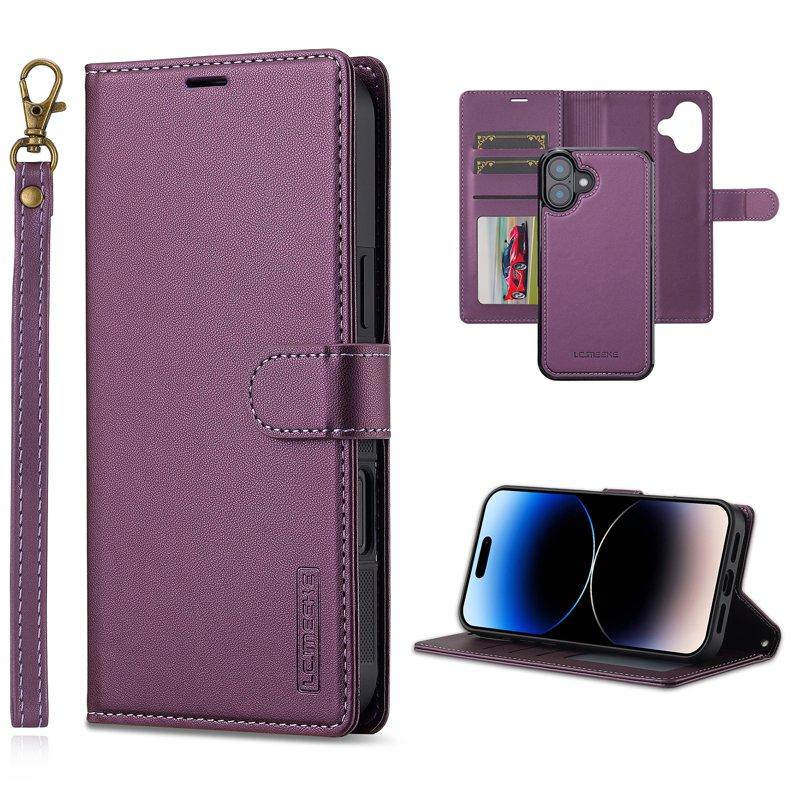 LC.IMEEKE L2 Series iPhone 16 Plus Plånboksfodral Konstläder - Lila