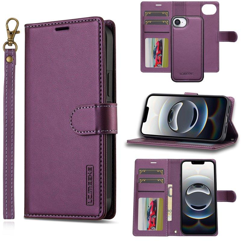 LC.IMEEKE L2 Series iPhone 16e Plånboksfodral Konstläder - Lila