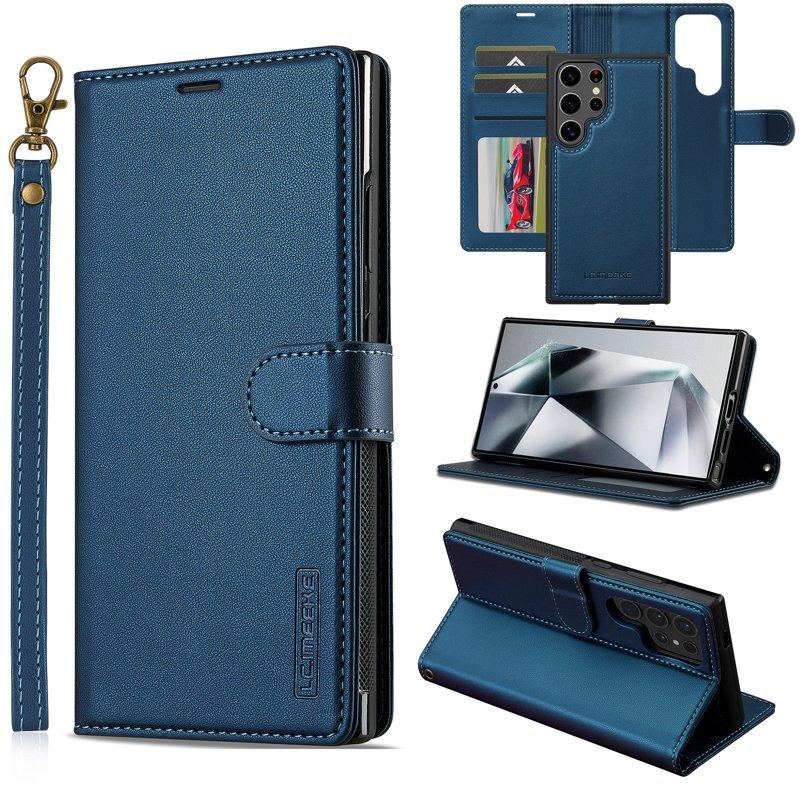 LC.IMEEKE L2 Series Samsung Galaxy S23 Ultra Plånboksfodral Konstläder - Blå