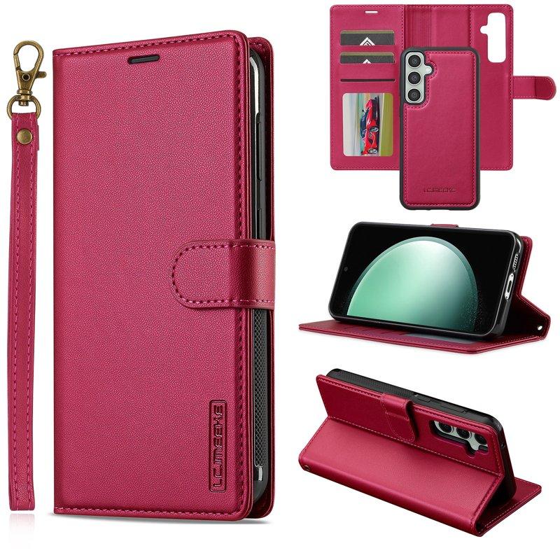 LC.IMEEKE L2 Series Samsung Galaxy S24+ Plånboksfodral Konstläder - Röd