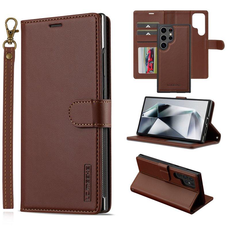 LC.IMEEKE L2 Series Samsung Galaxy S25 Ultra Plånboksfodral Konstläder - Brun