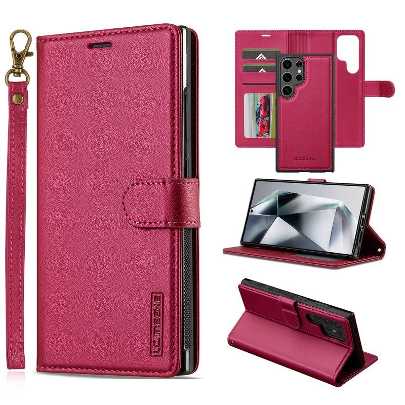 LC.IMEEKE L2 Series Samsung Galaxy S25 Ultra Plånboksfodral Konstläder - Röd