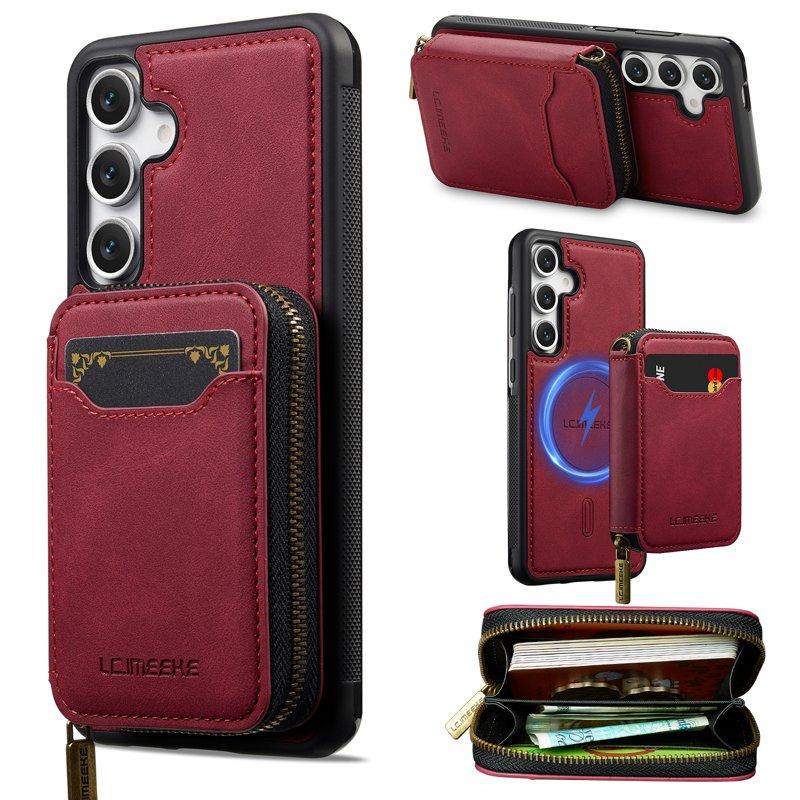 LC.IMEEKE L6 Konstläder Plånboksfodral för Samsung Galaxy A17 4G/5G - Röd