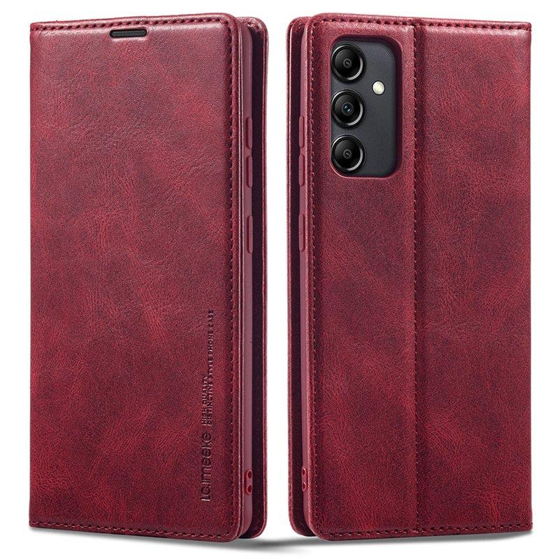 LC.IMEEKE Samsung Galaxy A14 Plånboksfodral Konstläder - Röd