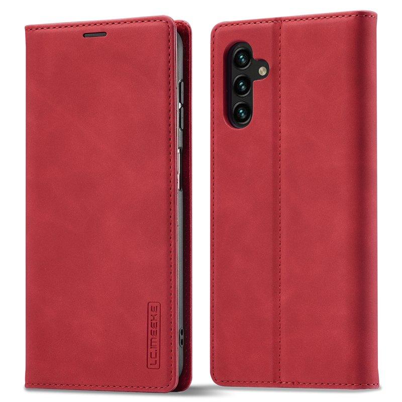 LC.IMEEKE Samsung Galaxy A34 5G Plånboksfodral Konstläder - Röd