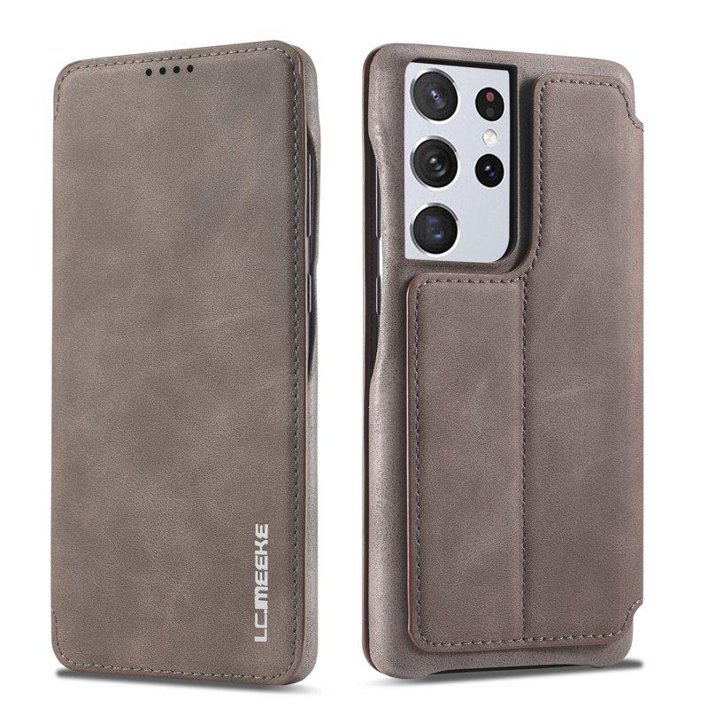 LC.IMEEKE Samsung Galaxy S21 Ultra Fodral KonstLäder - Grå