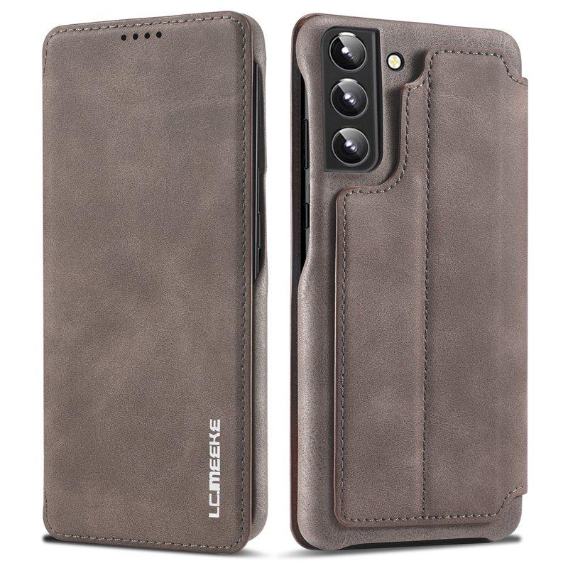 LC.IMEEKE Samsung Galaxy S22 Fodral - KonstLäder - Brun