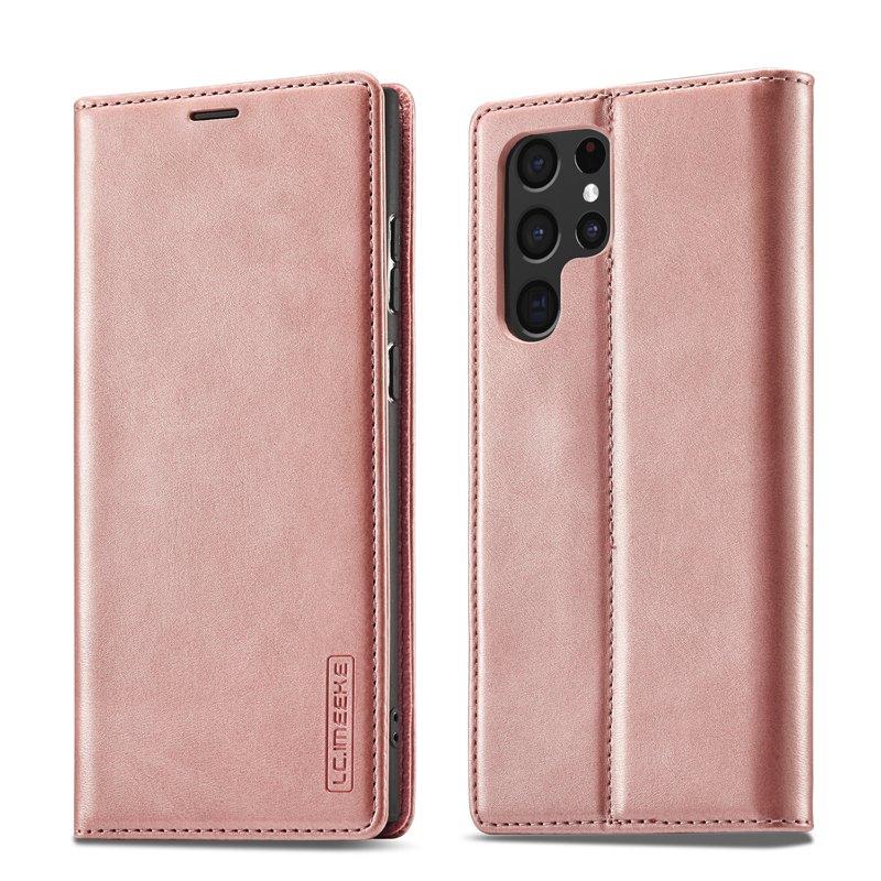 LC.IMEEKE Samsung Galaxy S22 Ultra Plånboksfodral Konstläder - Rosa