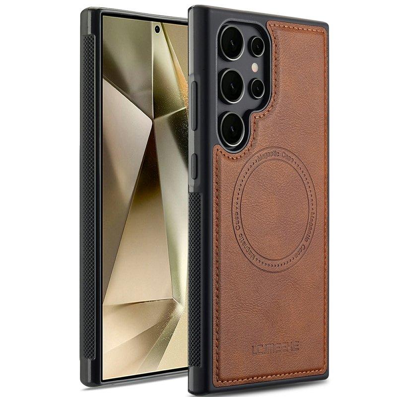 LC.IMEEKE Samsung Galaxy S23 Ultra Fodral KonstLäder - Brun