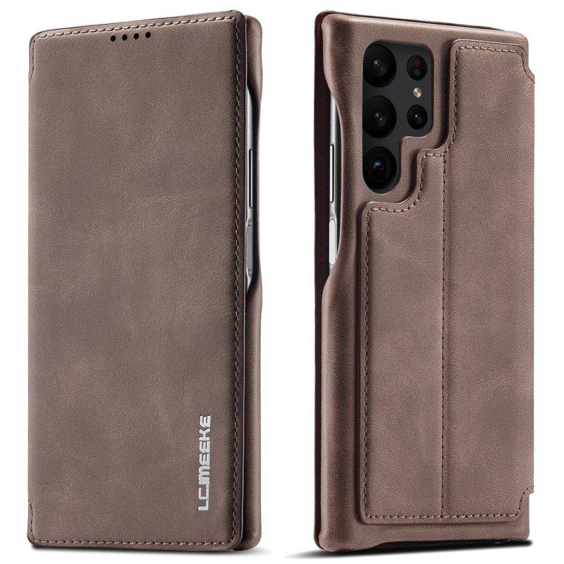 LC.IMEEKE Samsung Galaxy S23 Ultra Fodral KonstLäder - Brun