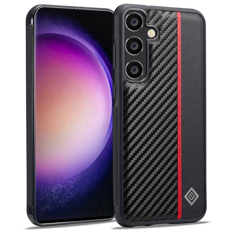 LC.IMEEKE Samsung Galaxy S24 FE Fodral - Kolfiber Konstläder+EVA - Svart