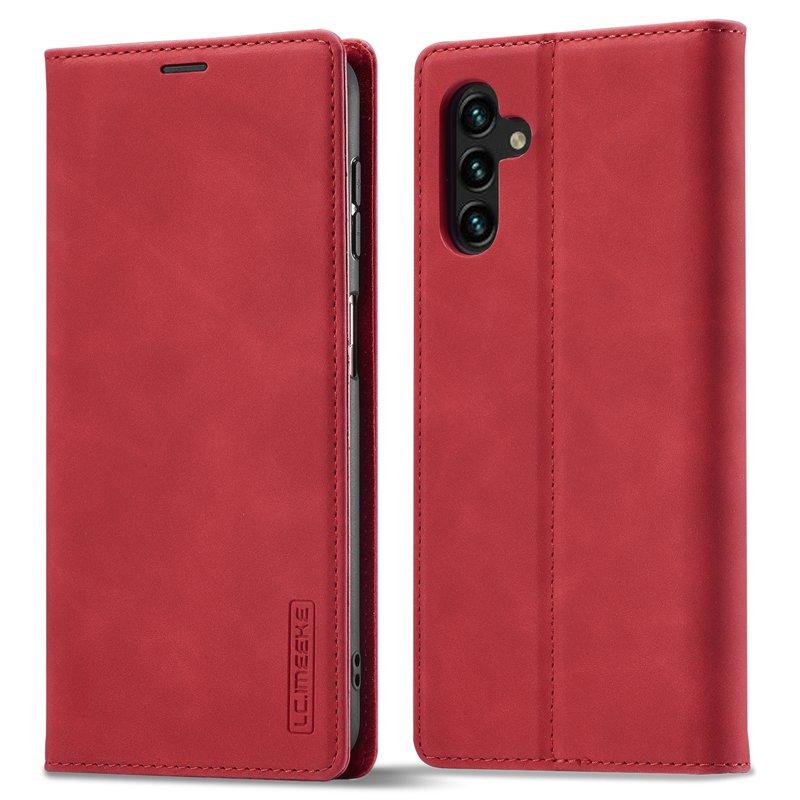 LC.IMEEKE Samsung Galaxy S24 FE Plånboksfodral Konstläder - Röd