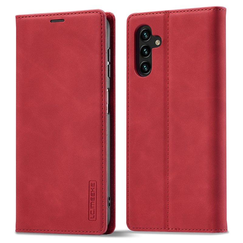 LC.IMEEKE Samsung Galaxy S25 Plånboksfodral Konstläder- Röd