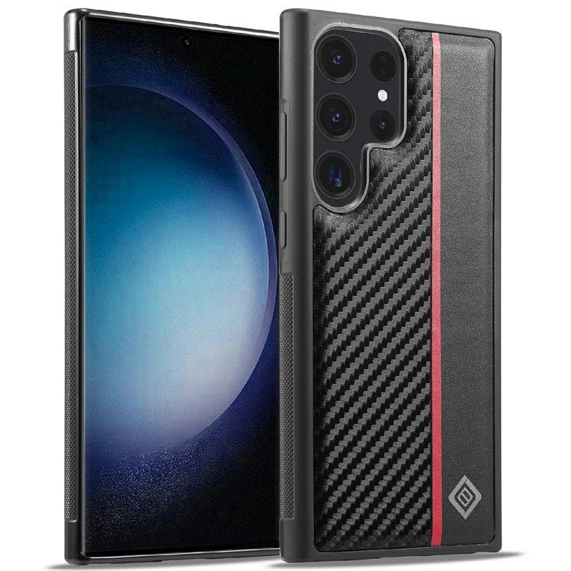 LC.IMEEKE Samsung Galaxy S25 Ultra Fodral - Kolfiber Konstläder - Svart