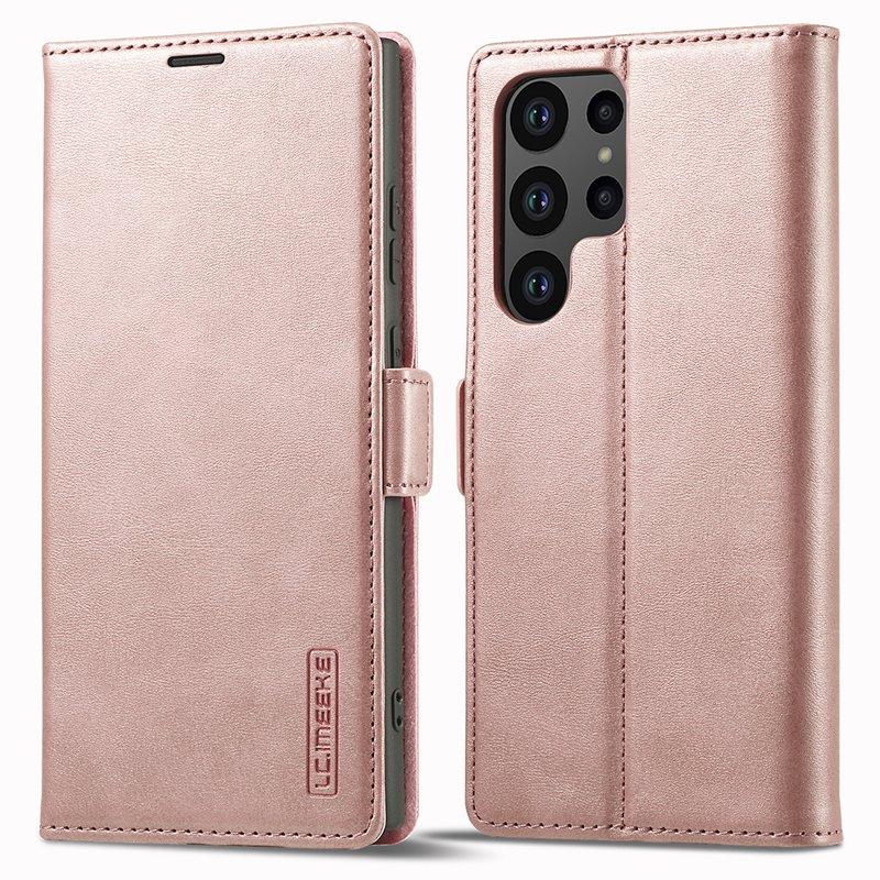 LC.IMEEKE Samsung Galaxy S25 Ultra Plånboksfodral Konstläder- Roséguld