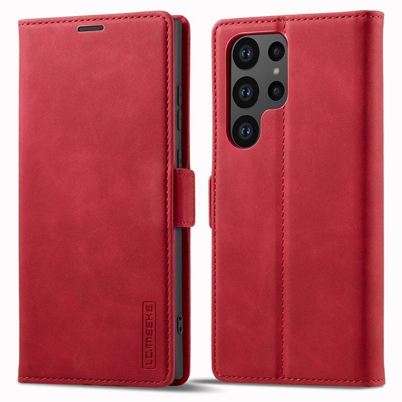 LC.IMEEKE Samsung Galaxy S25 Ultra Plånboksfodral Konstläder - Röd