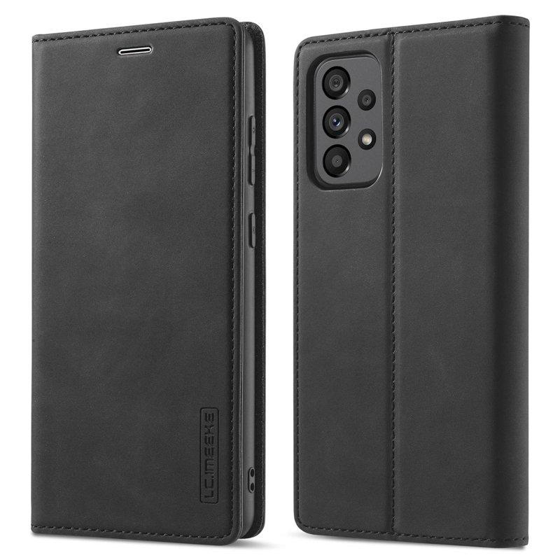 LC.IMEEKE Style Konstläder Plånboksfodral Samsung Galaxy A73 5G - Svart