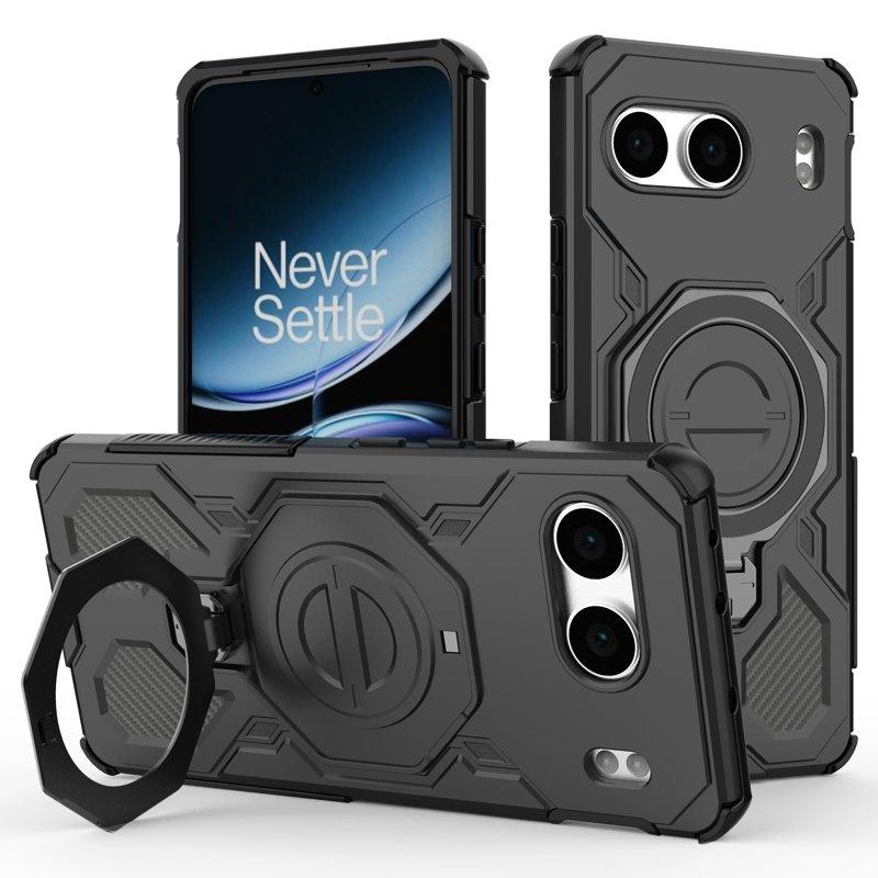 OnePlus Nord 4 Mobilskal Plast Shockproof Med Kickstand - Svart (Svart) | 2353 | AlltMobil