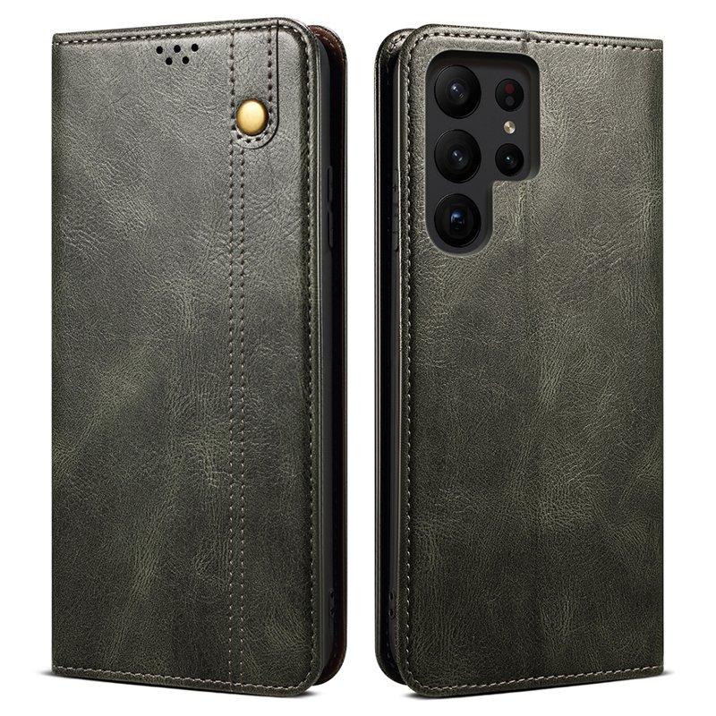 YIKATU Plånboksfodral för Samsung Galaxy S26 Ultra Äkta läder Ställ - Grön