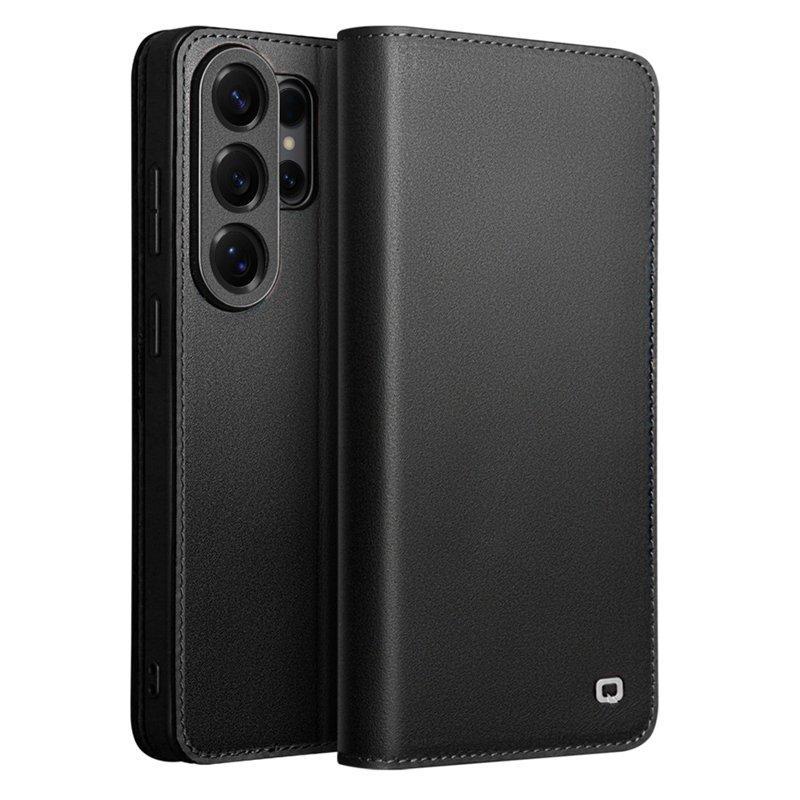 Qialino Plånboksfodral för Samsung Galaxy S26 Ultra Äkta läder - Svart