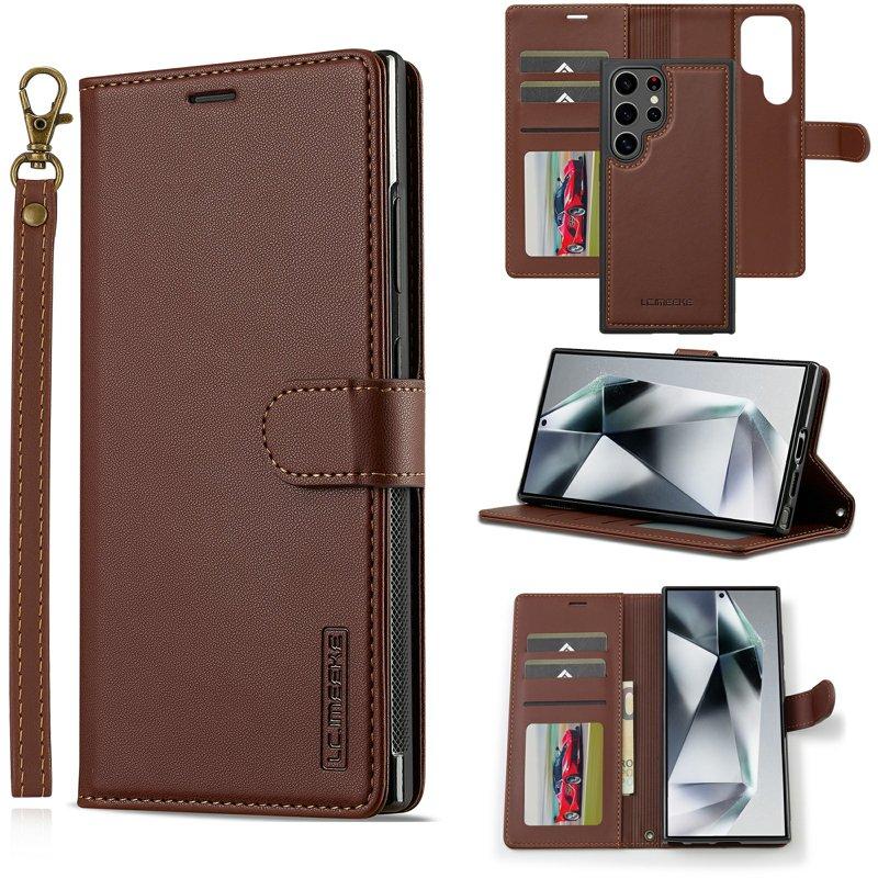 LC.IMEEKE Plånboksfodral för Samsung Galaxy S26 Ultra Konstläder Magnetiskt Brun