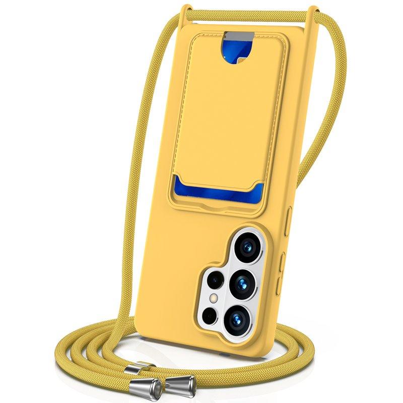 Mobilskal för Samsung Galaxy S26 Ultra Flytande silikon med kortfack - Gul