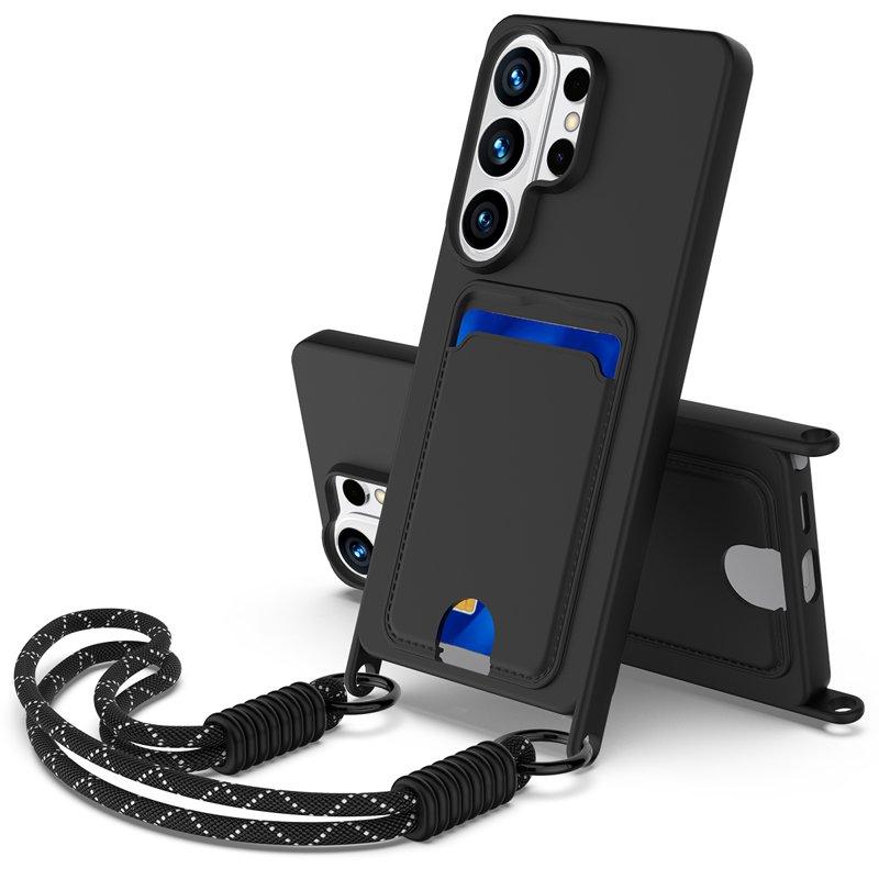 Mobilskal för Samsung Galaxy S26 Ultra Flytande silikon med kortfack - Svart