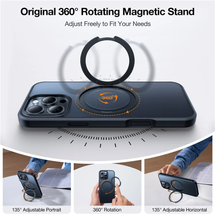 Torras - Torras iPhone 15 Pro Mobilskal Magsafe Kickstand - Svart
