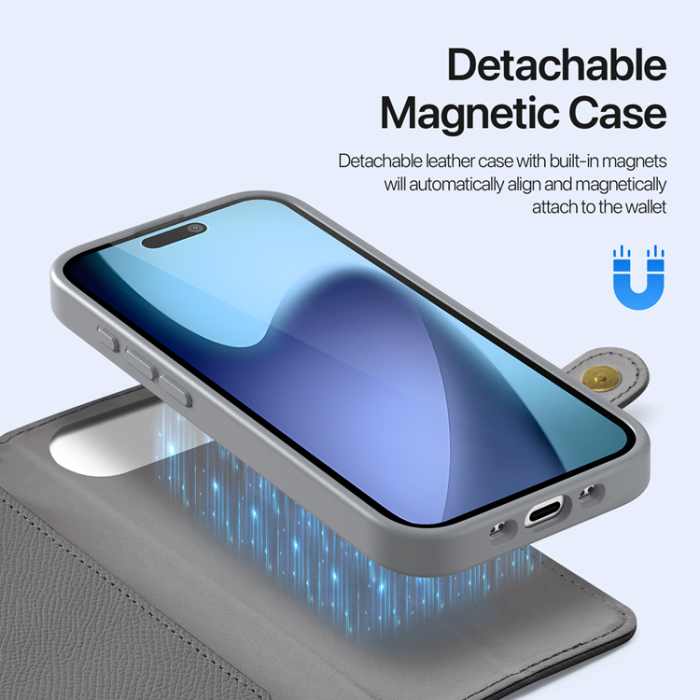 Dux Ducis - Dux Ducis iPhone 17 Air Plånboksfodral Magsafe Detachable Lawa - Grå