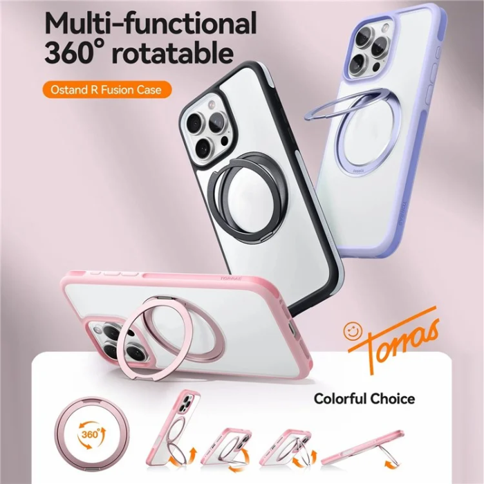 Torras - Torras iPhone 16 Pro Mobilskal Magsafe Ostand R Fusion - Rosa