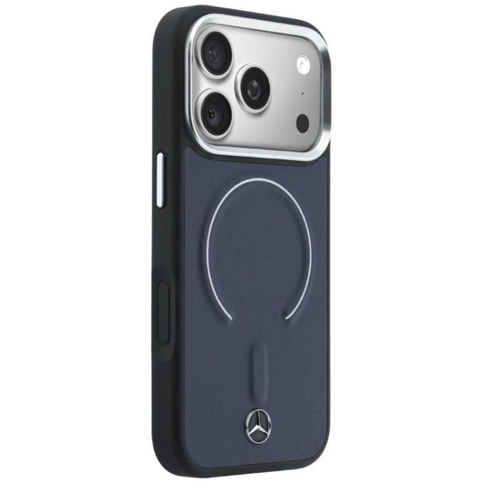 Mercedes - Mercedes Mobilskal För iPhone 17 Pro MagSafe Läder 3D - Marinblå