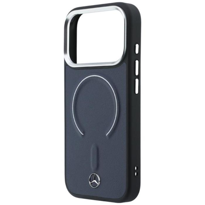 Mercedes - Mercedes Mobilskal För iPhone 17 Pro MagSafe Läder 3D - Marinblå