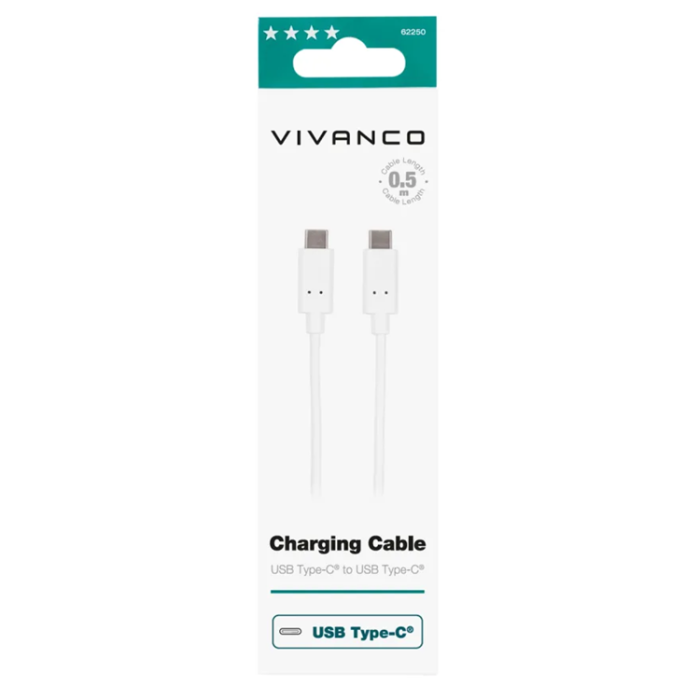Vivanco - Vivanco USB-C/USB-C 2.0 kabel 0.5m Vit