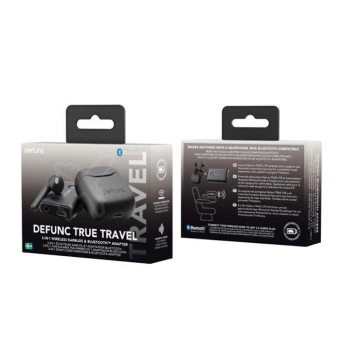DeFunc - Defunc TRUE TRAVEL TWS 2i1 Hybrid In-Ear BT Hörlur + Adapter Svart