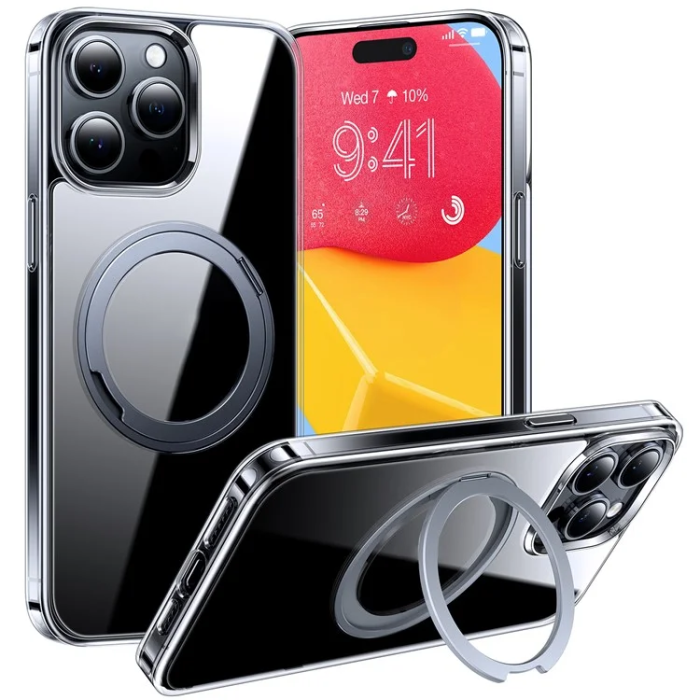 Torras - Torras iPhone 15 Pro Mobilskal Magsafe Kickstand - Transparent