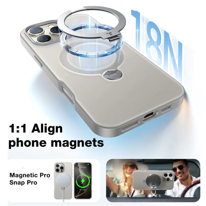 Torras - Torras iPhone 16 Pro Max Mobilskal Magsafe Ringhållare - Titanium Grå