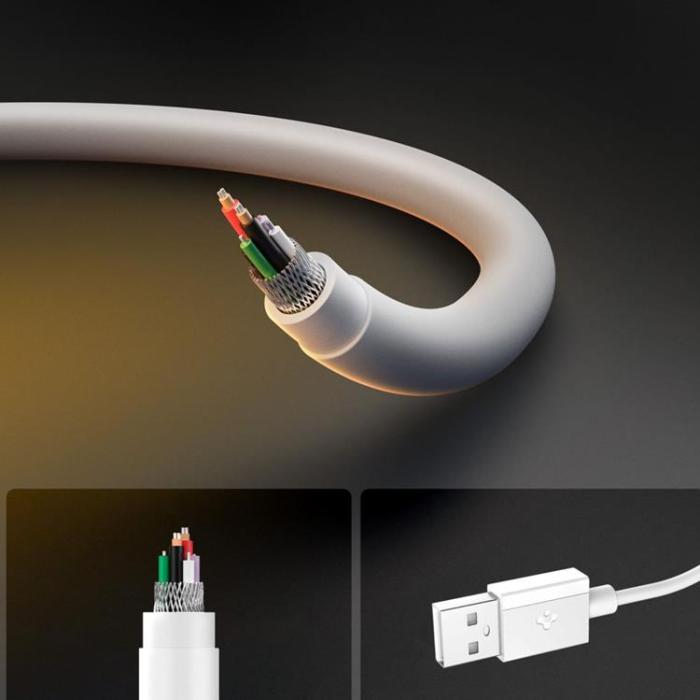 Spigen - Spigen USB-A till USB-C kabel Essential 1m 60W - Vit