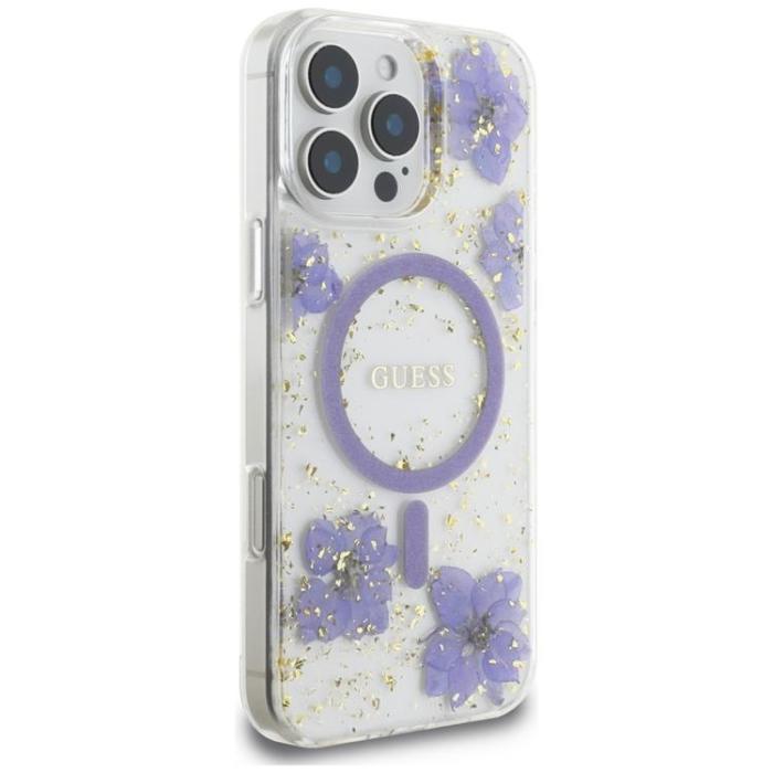 Guess - Guess iPhone 16 Pro Max Mobilskal MagSafe Resin Flowers - Lila