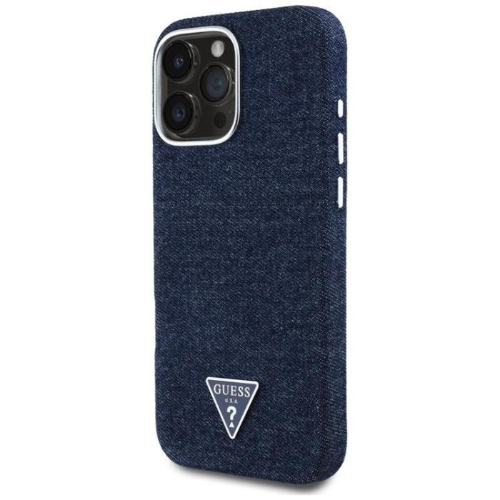 Guess - Guess iPhone 16 Pro Max Mobilskal MagSafe Denim Triangle - Blå